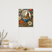 Oude boerderij kip en madeliefjes poster (Keuken)