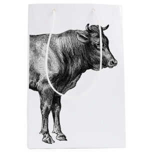 Oude boerderij koe stier afbeelding medium cadeauzakje