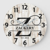 Oude boerderij rustieke Z Monogram Grote Klok (Voorkant)