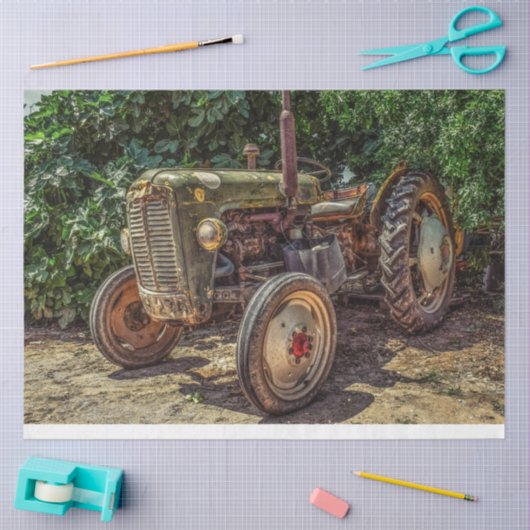 Oude Boerderij Tractor 3  debetpapier Tissuepapier (Craft)