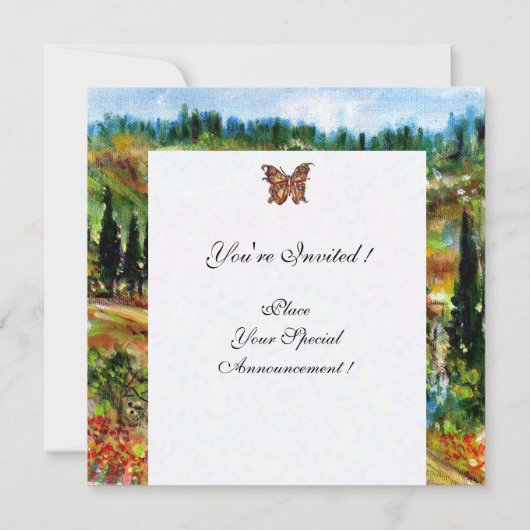 OUDE BOERDERIJ TUSCAAN LANDSCHAP,geel groen wit Kaart (Achterkant)