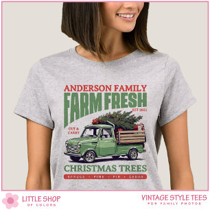 Oude Boerderij Verse Kerstbomen Familie T-shirt