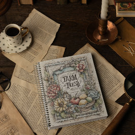 Oude boerderij verse vruchten en groenten patroon notitieboek