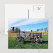 Oude Boerderij Wagon in Hay Field Briefkaart (Voorkant / Achterkant)