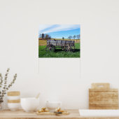 Oude Boerderij Wagon in Hay Field Poster (Keuken)
