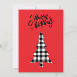 Oude boerderij zwart wit buffelruitjes boom feestdagenkaart