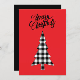 Oude boerderij zwart wit buffelruitjes boom feestdagenkaart