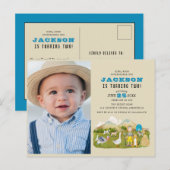 Oude boerderijdieren foto 2e verjaardag uitnodiging briefkaart (Voorkant / Achterkant)