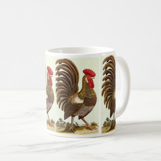 Oude boerderijdieren Kippen, trotse haan Koffiemok (Voorkant rechts)