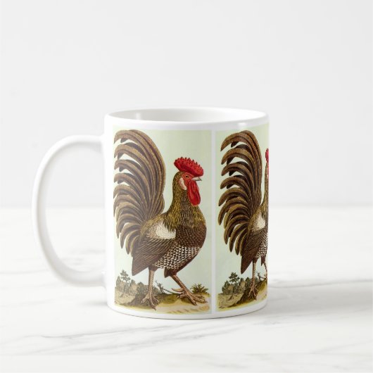 Oude boerderijdieren Kippen, trotse haan Koffiemok (Links)