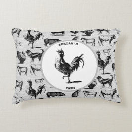 Oude Boerderijdieren Rustieke Collage Accent Kussen