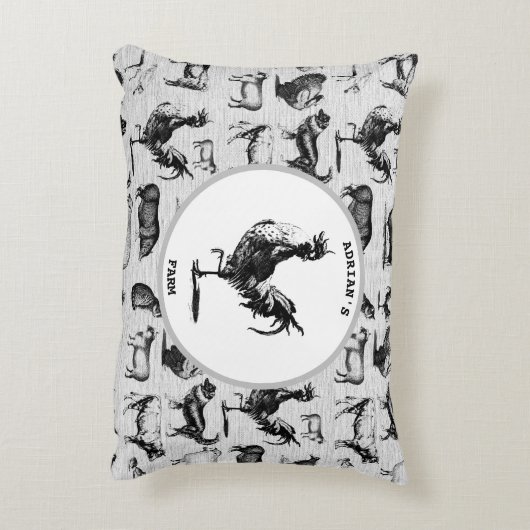 Oude Boerderijdieren Rustieke Collage Accent Kussen (Achterkant (Verticaal))