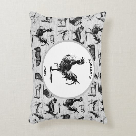 Oude Boerderijdieren Rustieke Collage Accent Kussen (Voorkant(Verticaal))