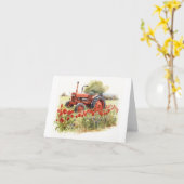 Oude Boerderijen Tractor met Red Flowers BLANK Kaart (Gele Bloem)