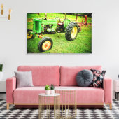 Oude boerderijen trekker op canvas (Insitu (Woonkamer))