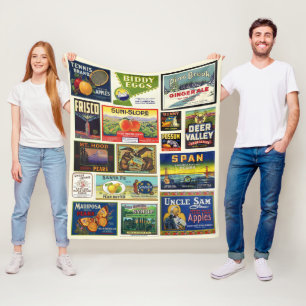 Oude boerderijlabels Worpdeken Fleece Deken