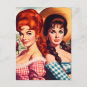 Oude boerenmeisje pin-ups briefkaart (Voorkant)
