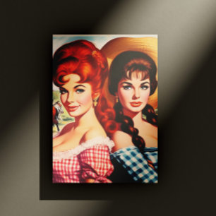 Oude boerenmeisje pin-ups briefkaart