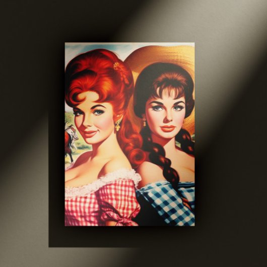 Oude boerenmeisje pin-ups briefkaart