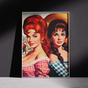 Oude boerenmeisje pin-ups poster