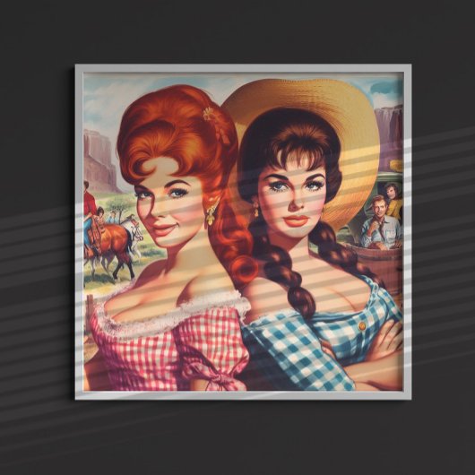 Oude boerenmeisje pin-ups poster