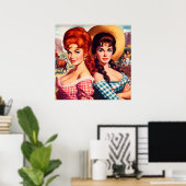 Oude boerenmeisje pin-ups poster (Thuiskantoor)