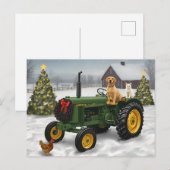 Oude boerentractor hond kat feestdagenkaart (Voorkant / Achterkant)