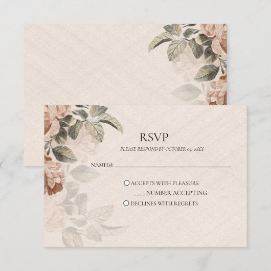 Oude Boho Botanische RSVP Rustieke Terracotta Kaartje (Voorkant / Achterkant)