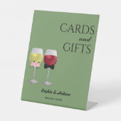 Oude Boho Bruidspaar Wijn Bruiloft Reclamebord Met Voetstuk (Voorkant)