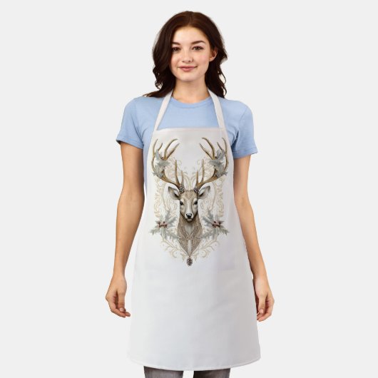 Oude Bok met Hulst en Bessen Kerstmis Schort (Gedragen)