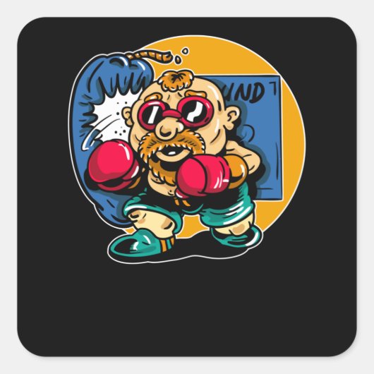 Oude bokser vierkante sticker (Voorkant)