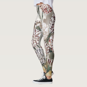 Oude bonte anjerbloemen met grijze lucht leggings