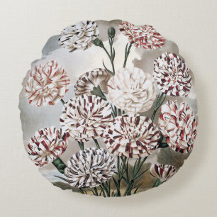 Oude bonte anjerbloemen met grijze lucht rond kussen