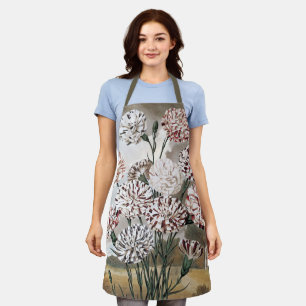 Oude bonte anjerbloemen met grijze lucht schort