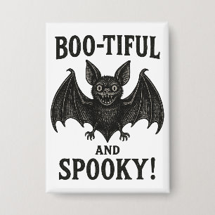 Oude, Boo-tiful en enge vleermuis Halloween Button