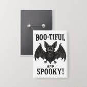Oude, Boo-tiful en enge vleermuis Halloween Button (Voorkant / Achterkant)