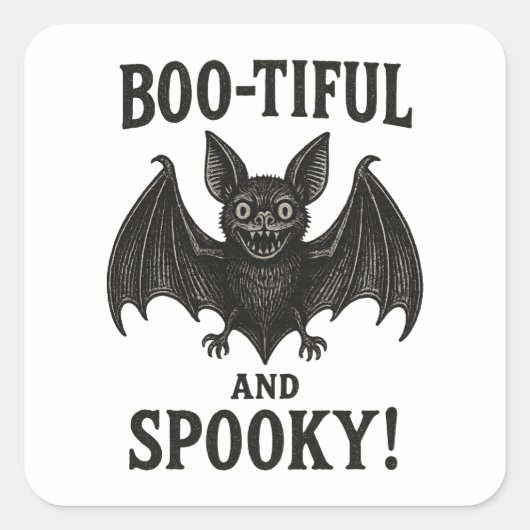Oude Boo-tiful en enge vleermuis Halloween Vierkante Sticker (Voorkant)