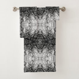 Oude Boom Bast Zwart En Wit Foto Patroon Ontwerp Bad Handdoek