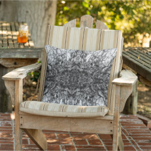 Oude Boom Bast Zwart En Wit Foto Patroon Ontwerp Buitenkussen