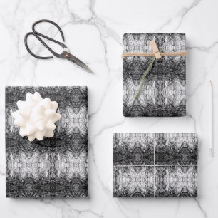 Oude Boom Bast Zwart En Wit Foto Patroon Ontwerp Inpakpapier Vel