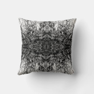 Oude Boom Bast Zwart En Wit Foto Patroon Ontwerp Kussen