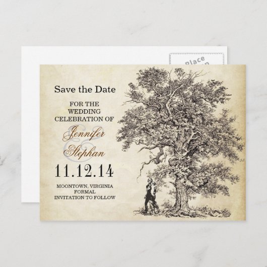 oude boom Bewaar de datum briefkaarten (Voorkant / Achterkant)