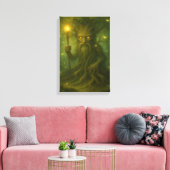 Oude boom bewaker met gloeiende ogen en personeel canvas afdruk (Insitu (Woonkamer))