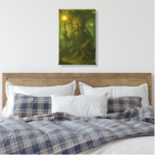 Oude boom bewaker met gloeiende ogen en personeel canvas afdruk (Insitu (Slaapkamer))