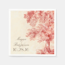 Oude boom blush kleuren bruiloft papier servetten