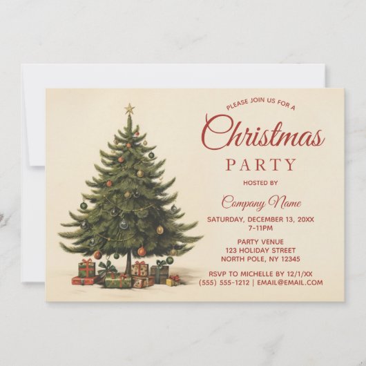 Oude Boom en Bedrijfs Kerstfeest Kaart (Voorkant)