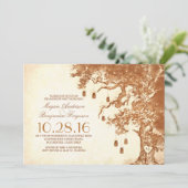 Oude boom en metselaar potten rustieke verlovingsf kaart (Staand voorkant)