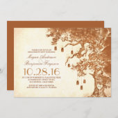 Oude boom en metselaar potten rustieke verlovingsf kaart (Voorkant / Achterkant)