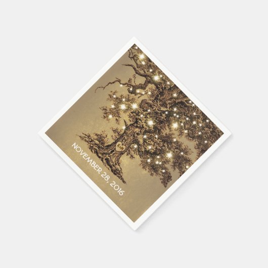 oude boom en string lichten bruiloft papieren serv servetten (Hoek)