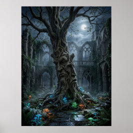 Oude Boom Gotische Ruïnes Poster